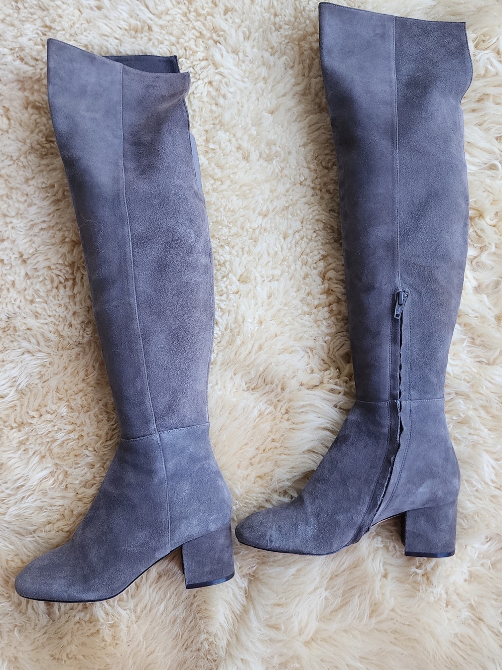 H by Halston Gray Suede Over-the-Knee Block Heel Boots